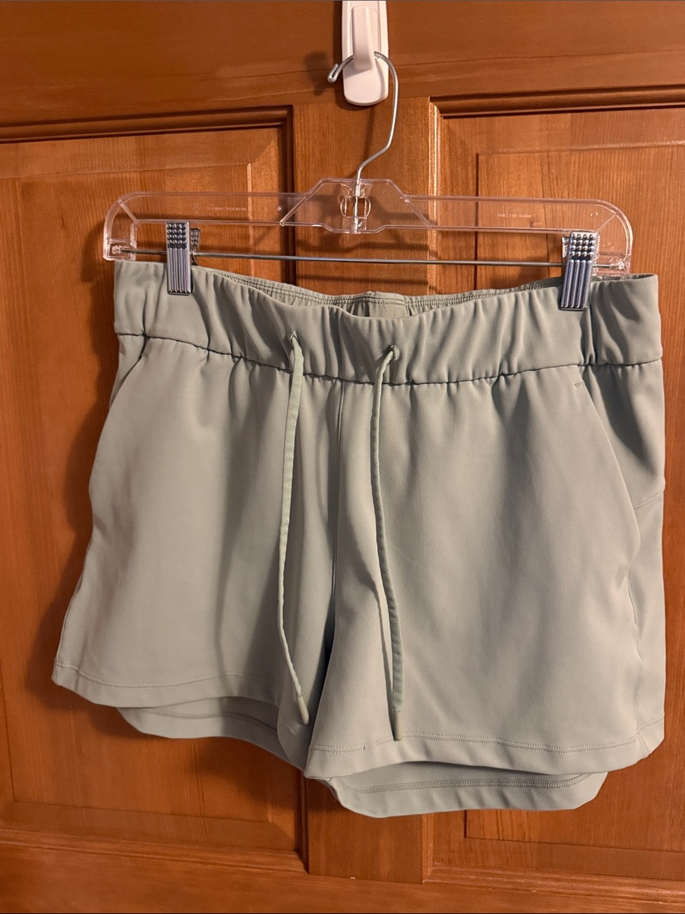 ZYIA Women's Athletic Drawstring Shorts in Light Sage